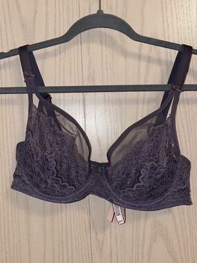 Victoria’s Secret Dream Angels Sheer Lace Underwire Bra 34D Dark Gray